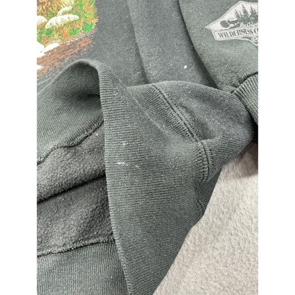 Vintage Jerzees Sweatshirt Mens XL Black Bear Wilderness Graphic Made USA 90s - Picture 8 of 12